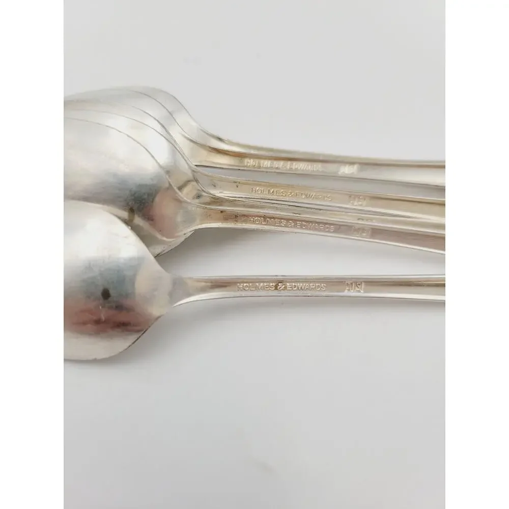Vintage Holmes & Edwards SPRING GARDEN Silver Plated Teaspoon Set of 6 Spoons